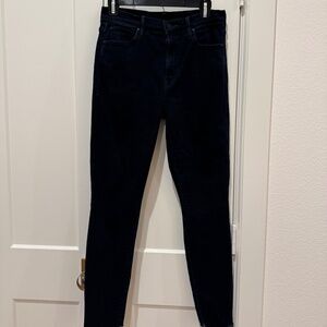 Mother Jeans The Stunner Zip Two Step Fray Last Call 28 Dark Wash Skinny Leg